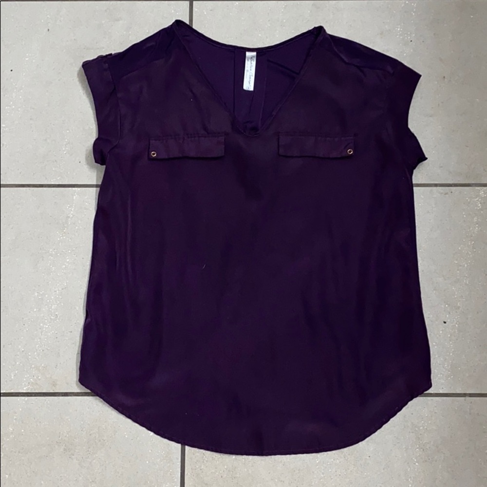 Dark purple short sleeved blouse